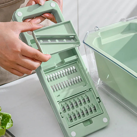 قطّاعة خضروات سريعة متعددة الوظائف مع سلة تصفية 6×1 🥕🔪